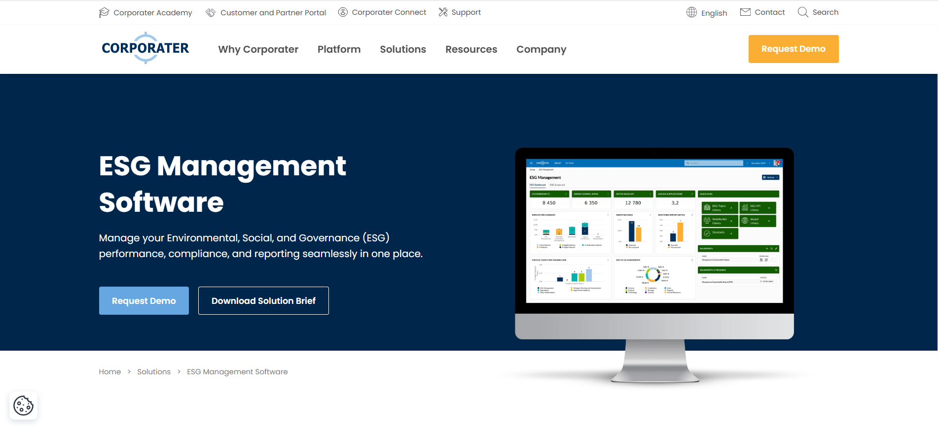 Corporater ESG Management Software Website