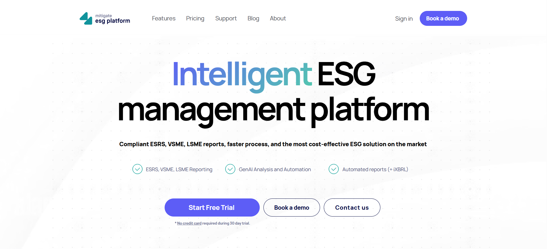 Mitigate ESG Platform Website