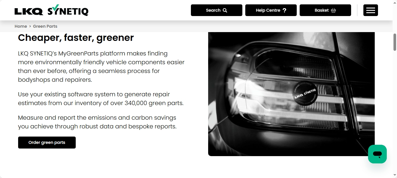 MyGreenParts website