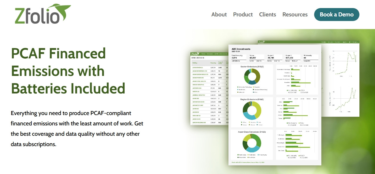 Screenshot of the Zfolio website