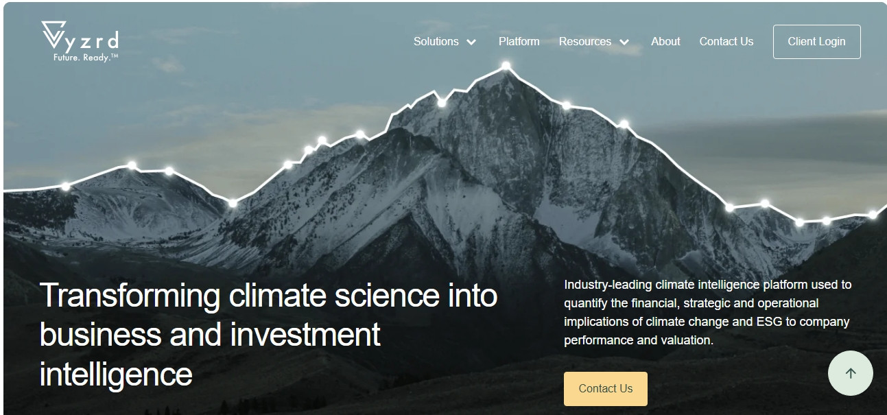 Screenshot of the Vyzrd website.