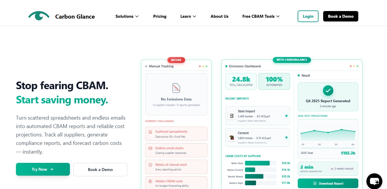 Carbon Glance website